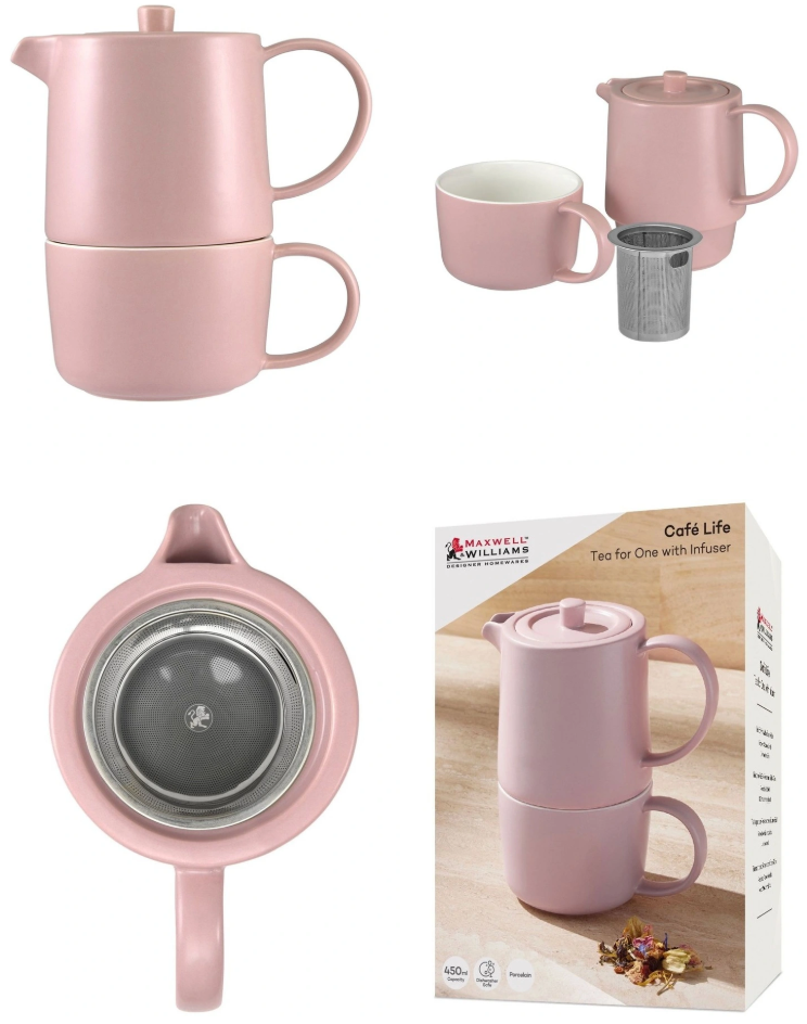 Cafe Life Tea for One With Infuser 450ML Rose Gift Boxed