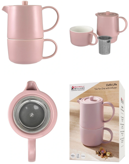Cafe Life Tea for One With Infuser 450ML Rose Gift Boxed