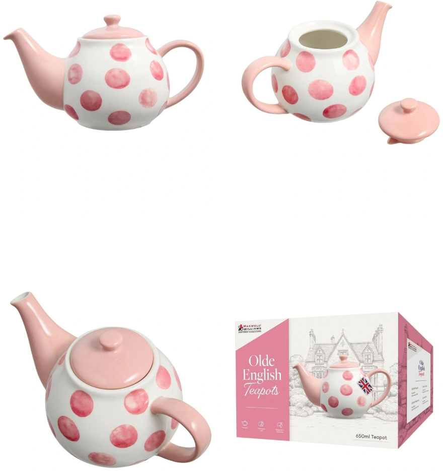 Olde English Teapot 650ml Gift Boxed in Polka Dots